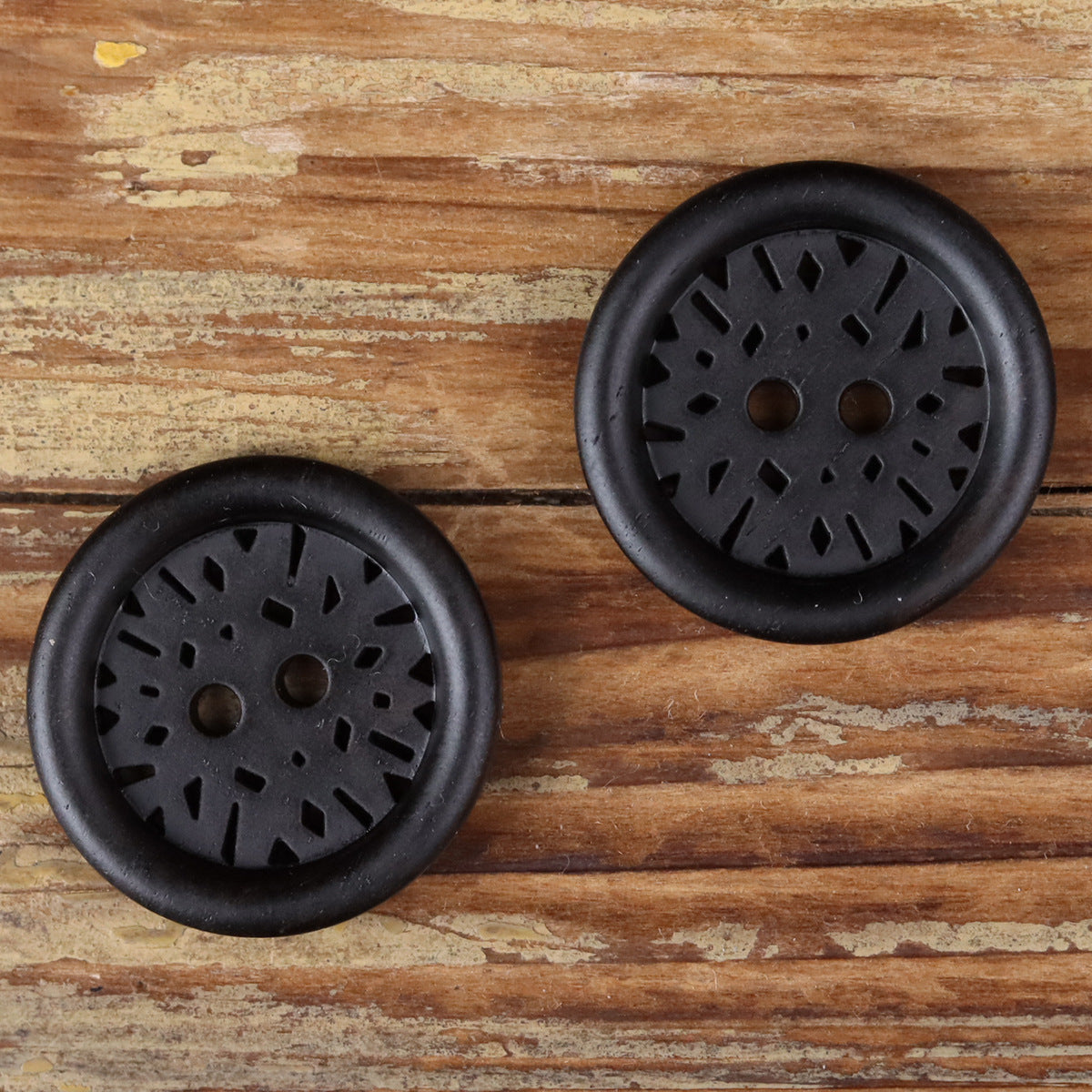 Black Sandalwood Laser-Engraved Round 2-Hole Buttons for Coats & Suits – Set of 20