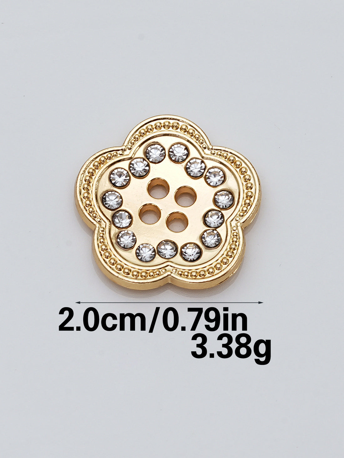 20mm Modern Chinese 4-Hole Rhinestone Zinc Alloy Buttons 10-Piece