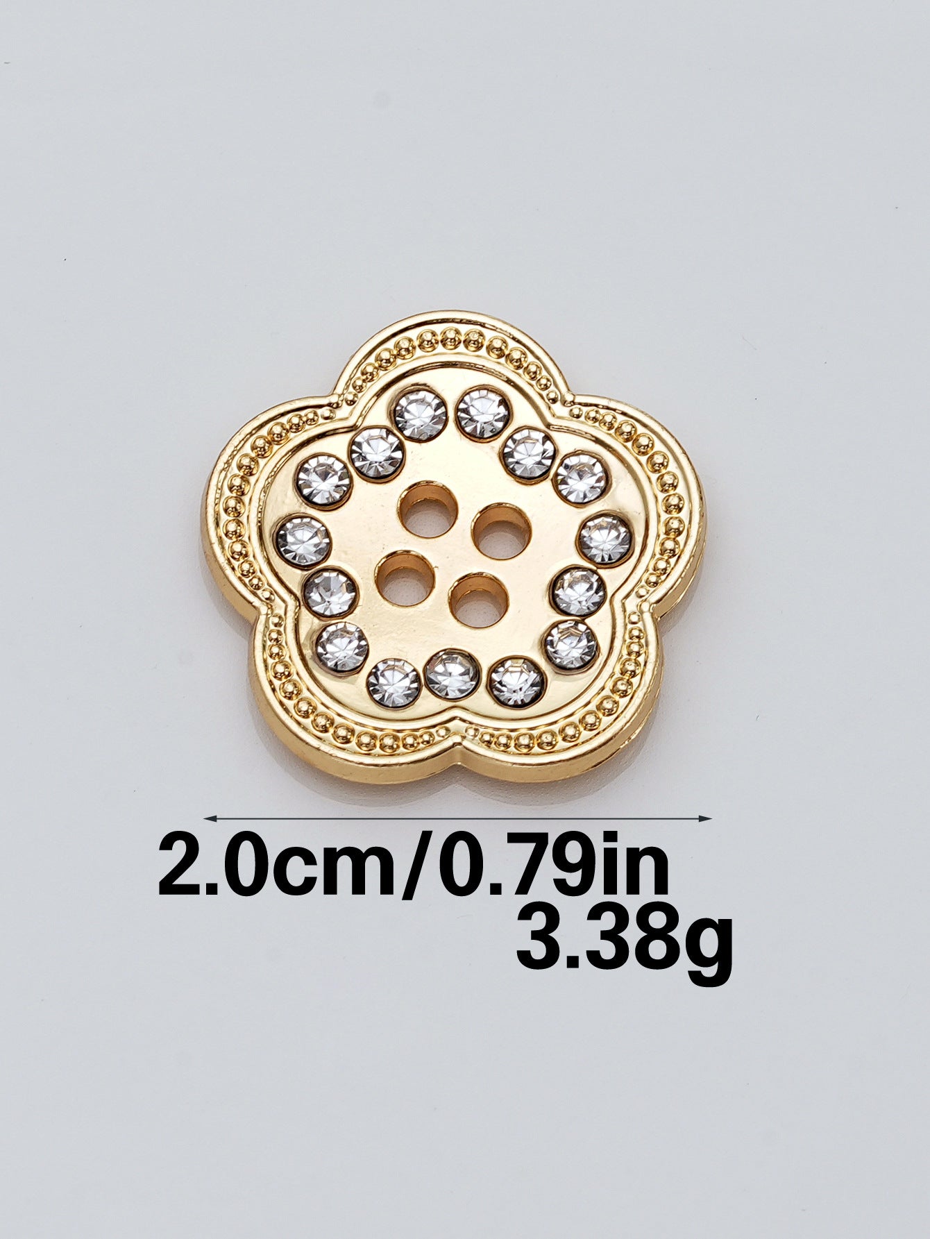 20mm Modern Chinese 4-Hole Rhinestone Zinc Alloy Buttons 10-Piece
