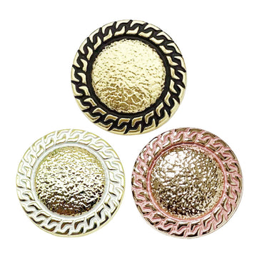 18/23MM Boutons en métal rose doré avec bord en chaîne, blanc et noir, 20 pièces