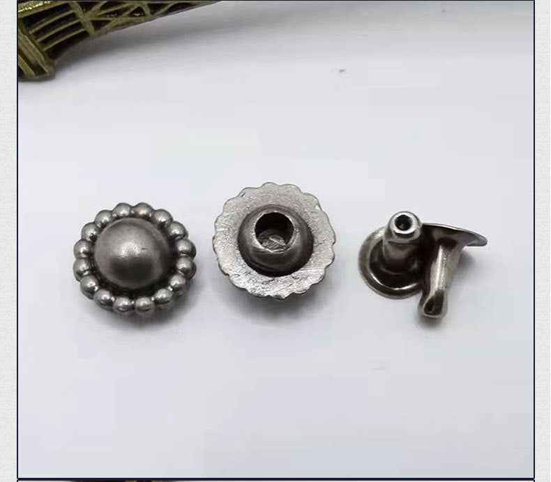 9MM Vintage Pumpkin Studs Antique Silver Rivets for Bags Shoes 30 Pack