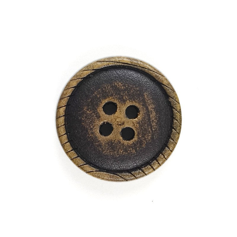 Vintage Brown Natural Wood Round 4-Hole Buttons 50PCS