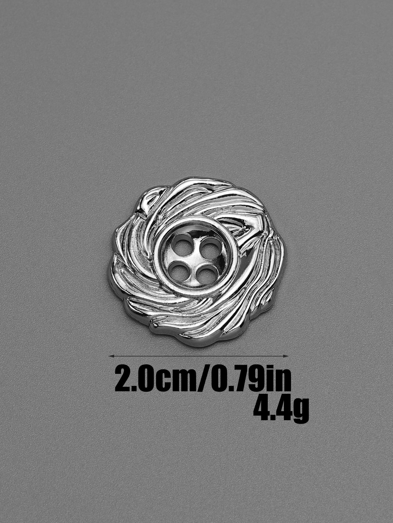 20mm Gold Silver Spiral Design 4-Hole Metal Buttons 15-Piece