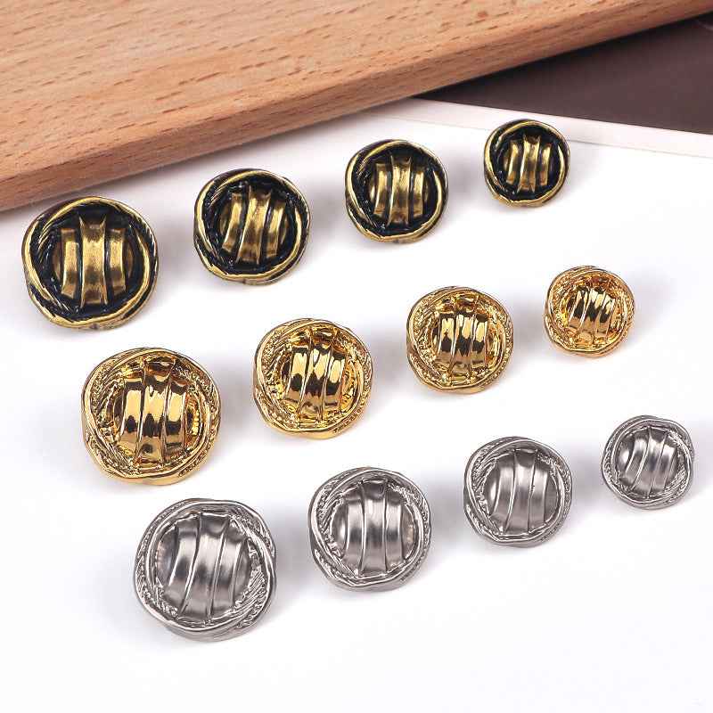 24L/28L/32L/36L Textured Stripe Metal Shank Buttons 20pcs