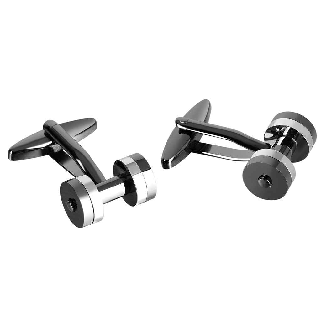 17mm Silver &amp; Gunmetal Dumbbell Cufflinks