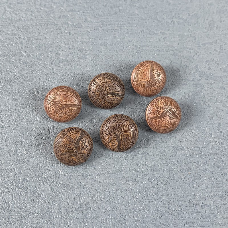 Vintage Mushroom Grain Natural Wood Round Shank Buttons 30PCS