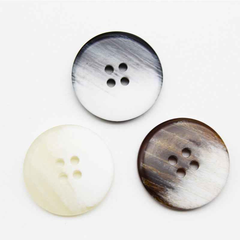 25mm Wood Grain Gradient White Black Round 4-Hole Resin Buttons 100pcs