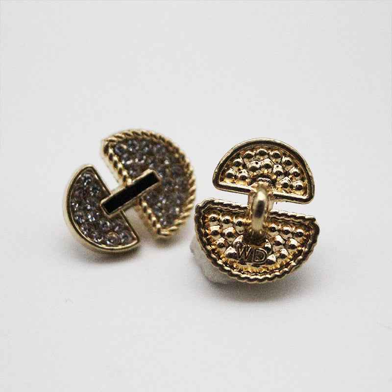 15mm Gold Umbrella-Shaped Shank Rhinestone Metal Buttons 20pcs
