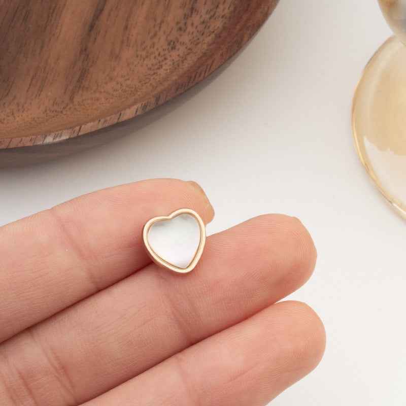 10mm Heart Shaped Buttons with Gold Edge Iridescent Finish 30pcs