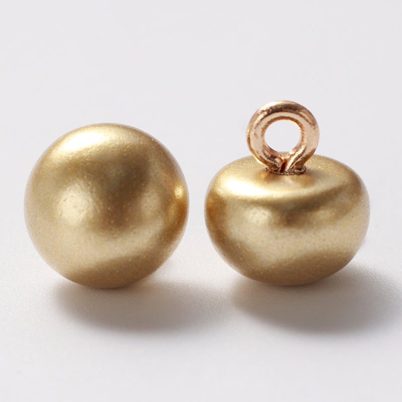 Gold resin pearl button with metal loop shank, 10mm