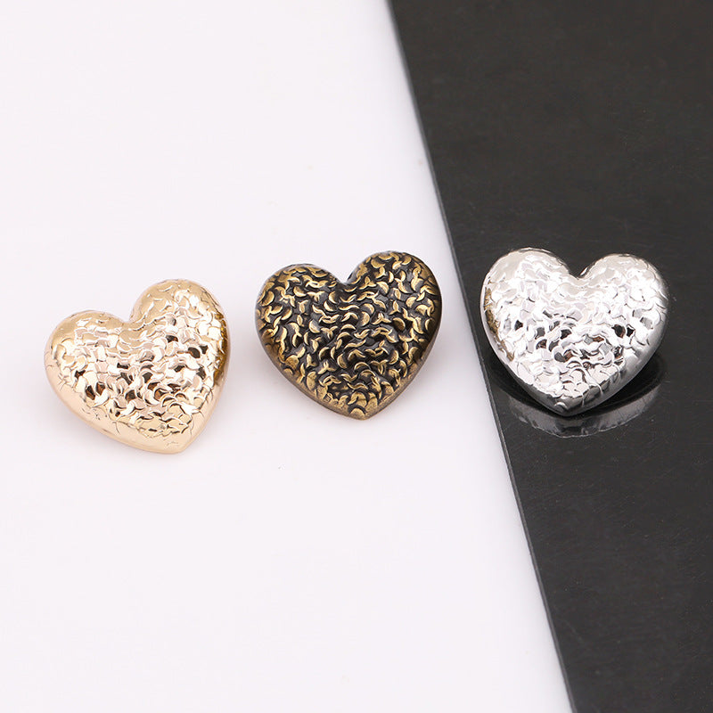 Heart Scale Textured Metal Shank Buttons Set of 20