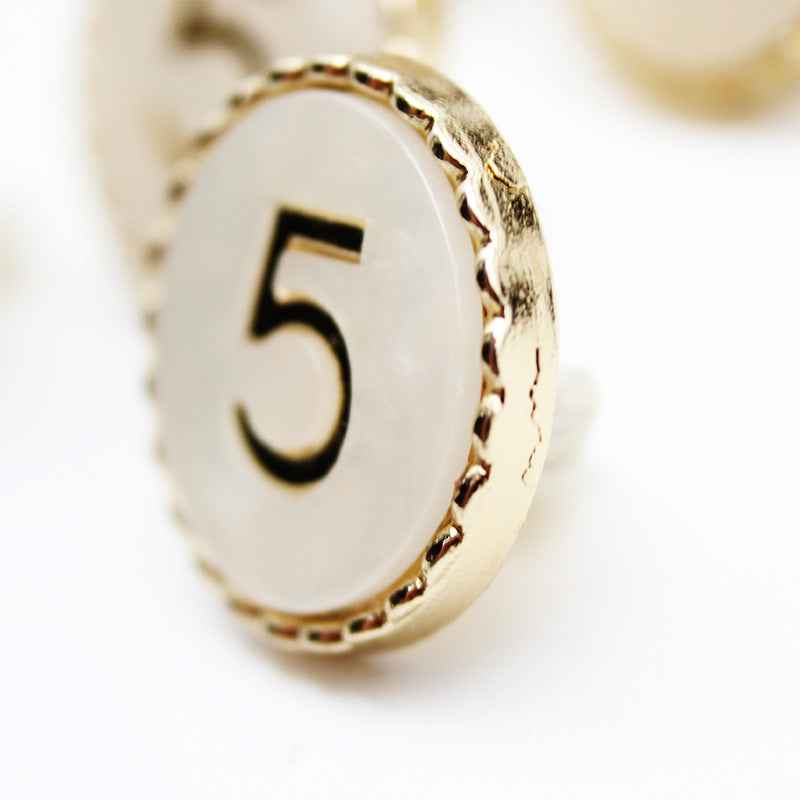 18mm Gold-Trimmed Number 5 Resin Metal Shank Buttons 20pcs