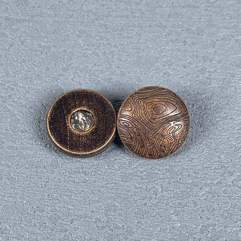 Vintage Mushroom Grain Natural Wood Round Shank Buttons 30PCS