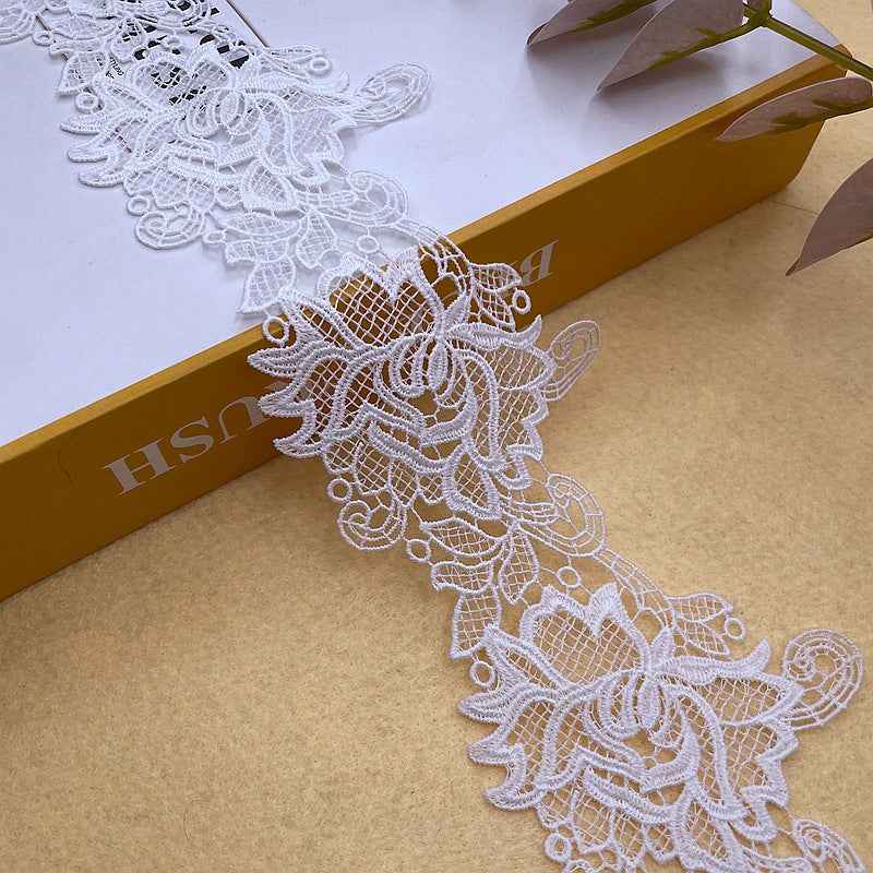7.8cm Black White Milk Silk Embroidered Lace Trim 5 Yards
