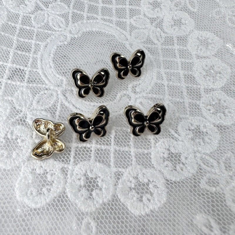 12MM Black/White Butterfly Metal Buttons for Women's Knit Cardigans