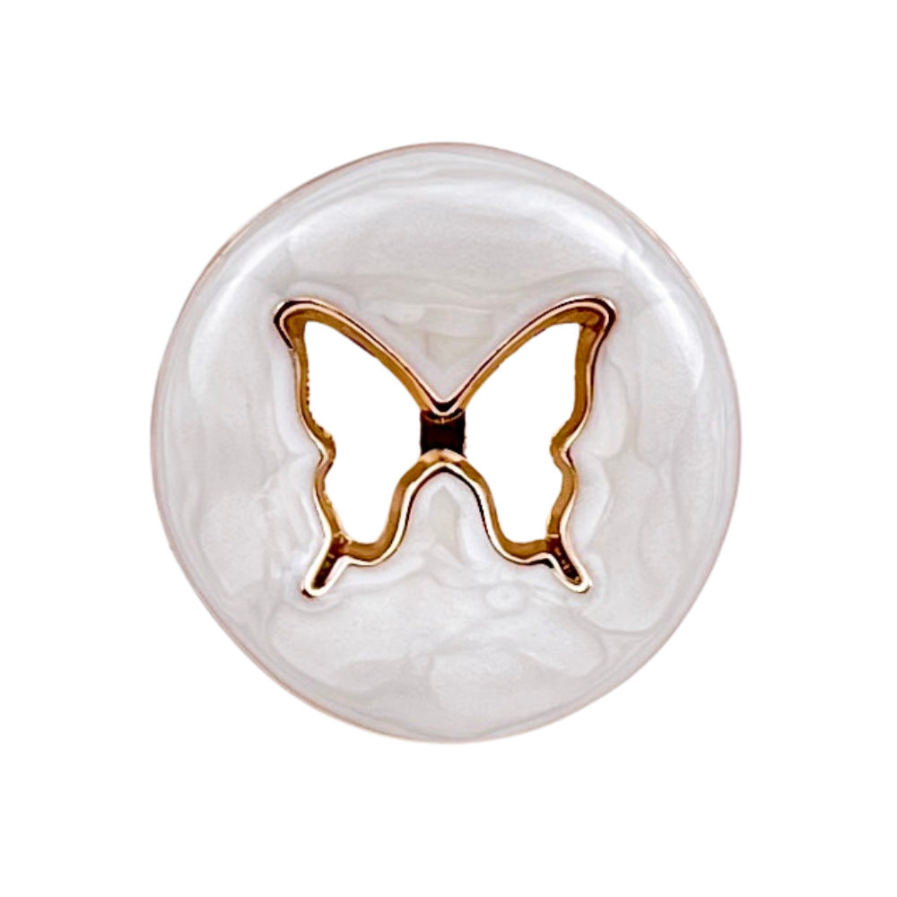 18/23mm Fekete és Fehér Üreges Pillangó Fém Gomb 10db