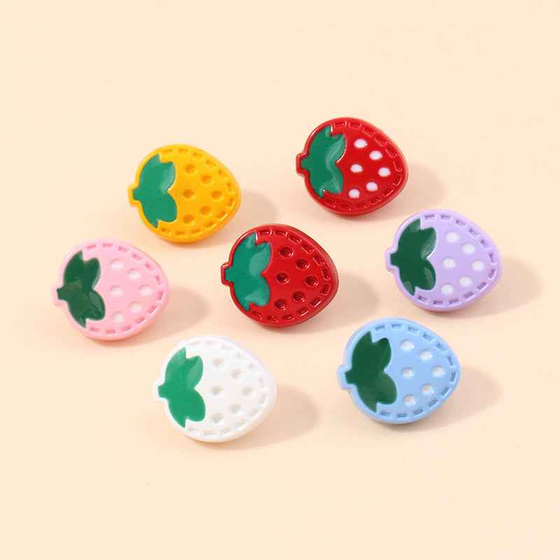 Baby Colorful Strawberry Shaped Plastic Shank Buttons 70 Pack
