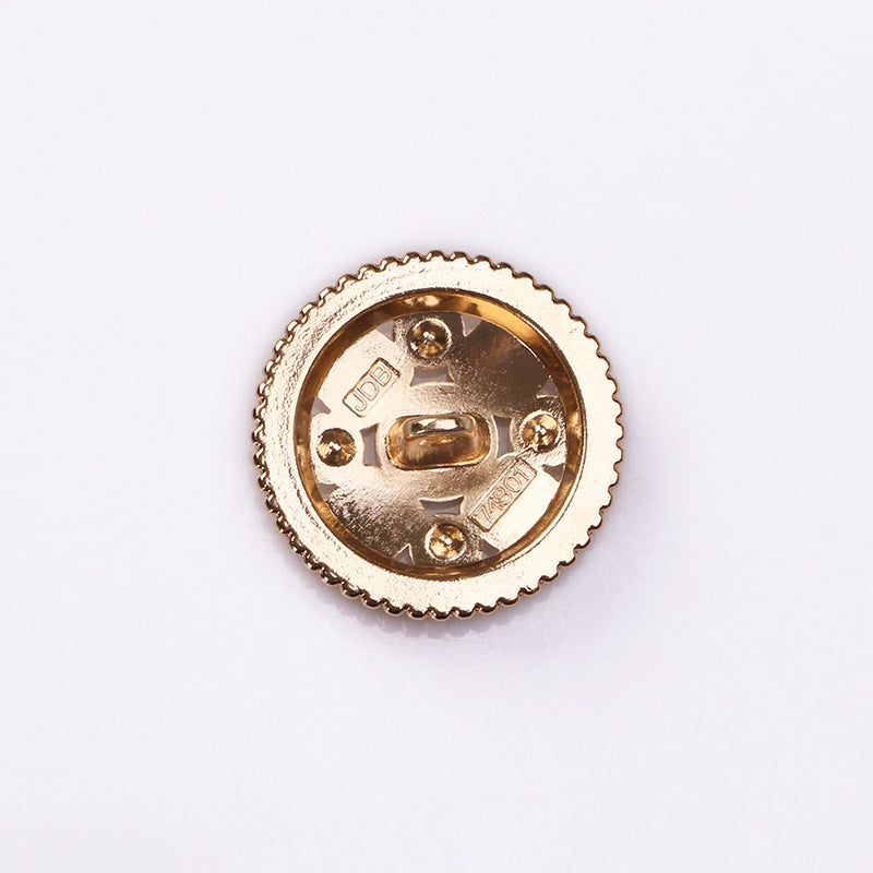 Hollow Round Crystal Metal Shank Buttons Set of 20 – Black Enamel Gold