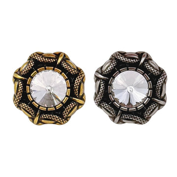 Vintage Snake Edge Hvit Rhinestone Metall Shank Knapper 20stk
