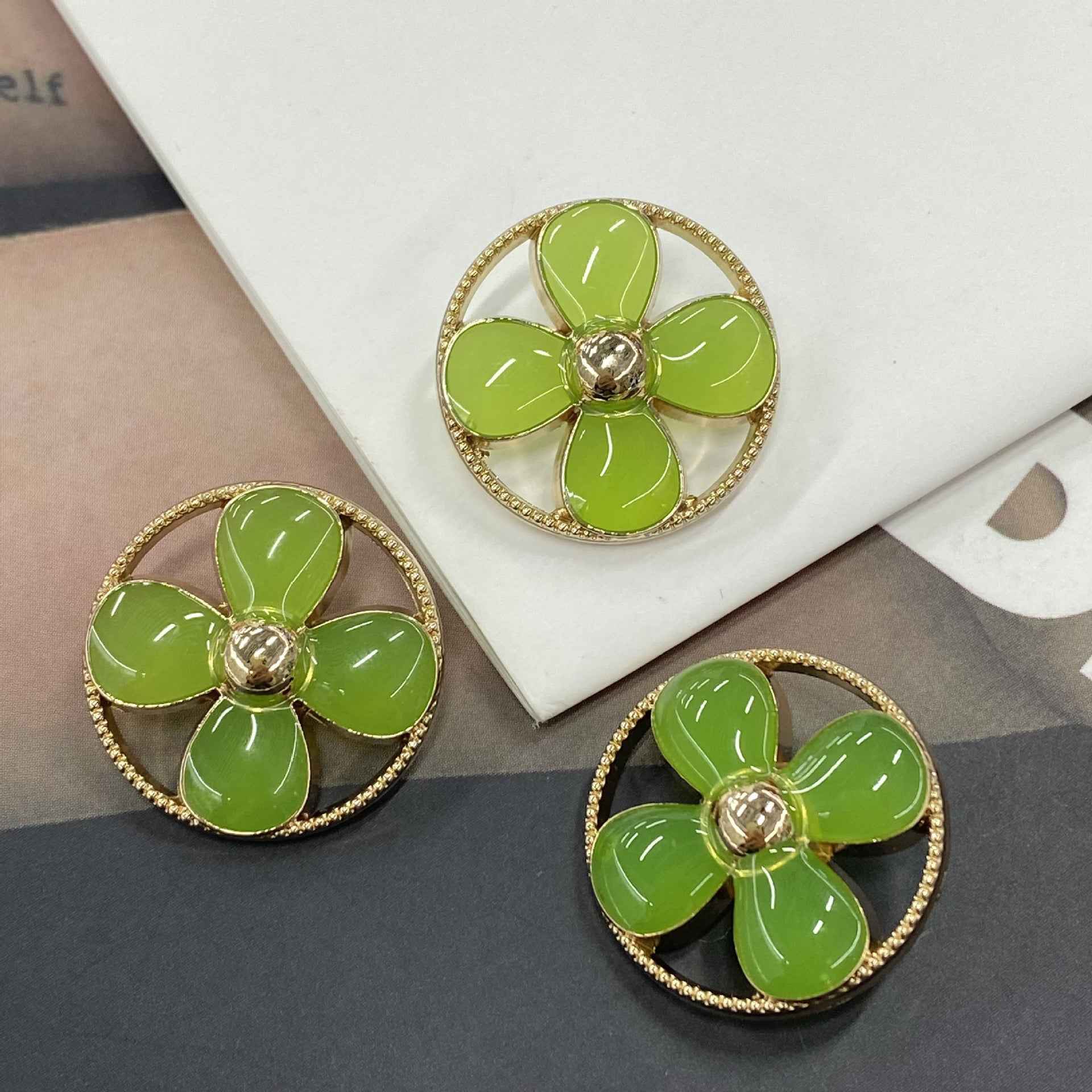 18/20/23mm Round Clover Ring Metal Shank Buttons for Clothing 10pcs
