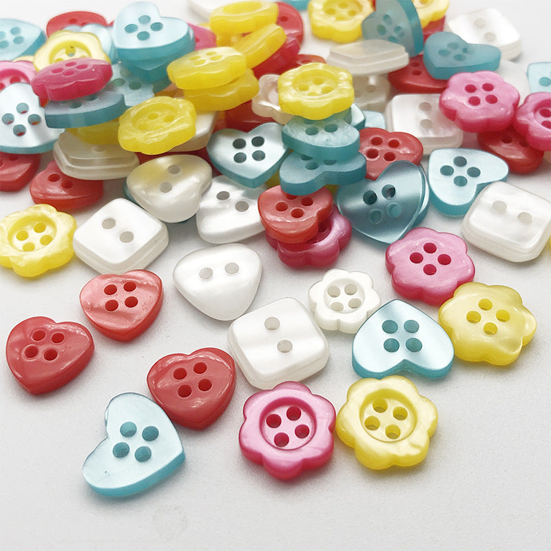 Botones de resina en forma de corazón cuadrado coloridos de 11 mm 100 piezas