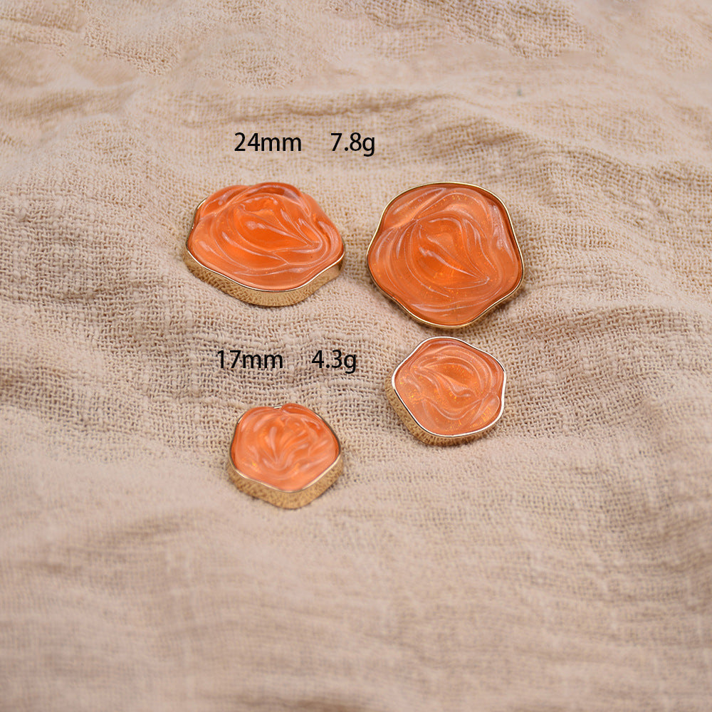 Floral Mosaic Transparent Floral Resin Metal Buttons 20-Pack