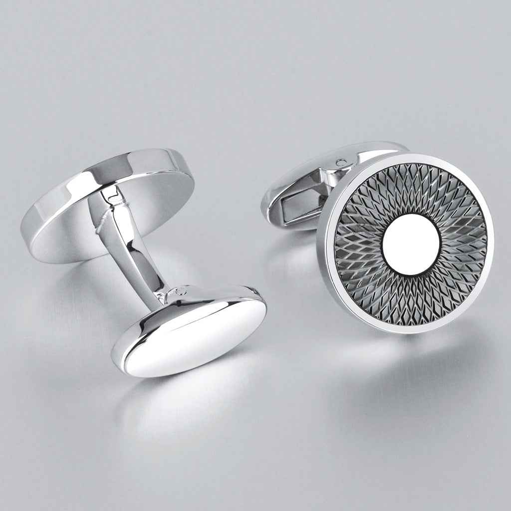 18mm Men's Wedding Round Engraved Cufflinks
