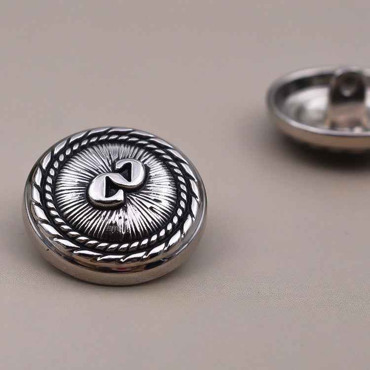15/18/23mm Vintage "S" Monogram Metal Shank Buttons 30 Pack