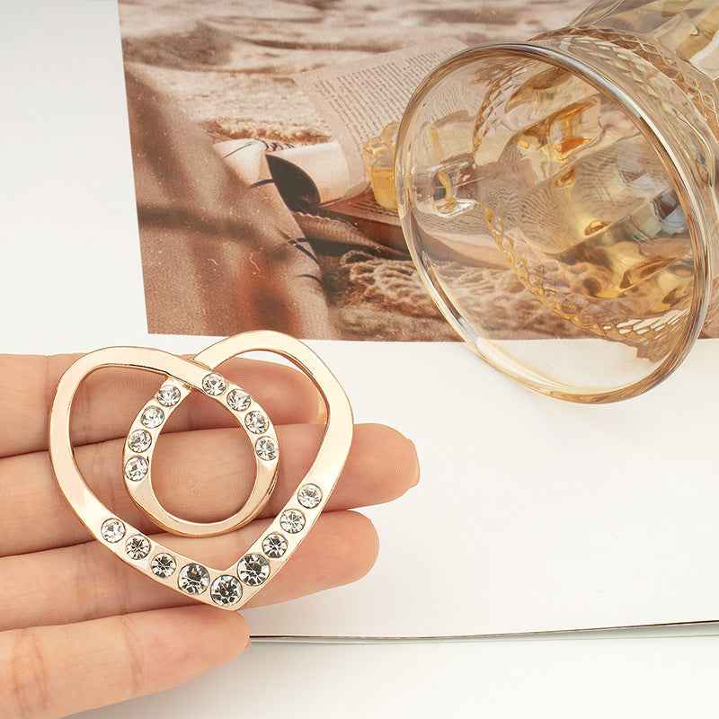 Gold Silver Heart Shaped Diamonds Button for Tops Scarves Knots 10pcs