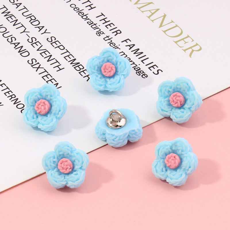 13mm Colorful Flower Plastic Buttons for Baby Kids Clothing-42pcs