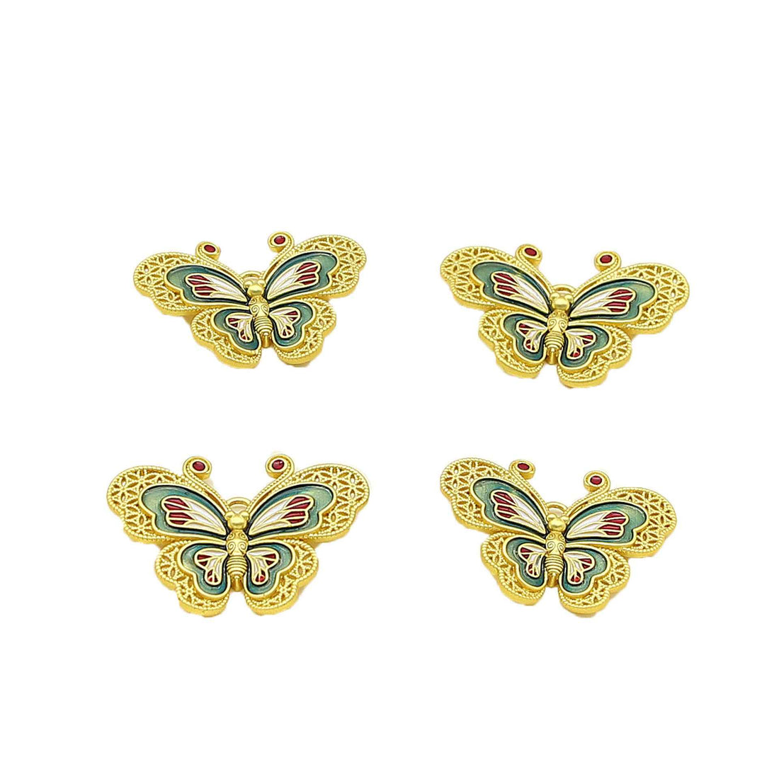 34X26MM Chinese Style Butterfly-Shaped Solid Copper Decorative Buttons