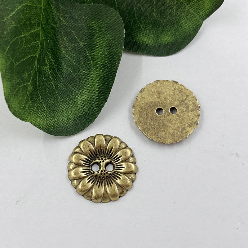 Antique Bronze Sunflower Two-Hole Sewing Buttons 120 Pack
