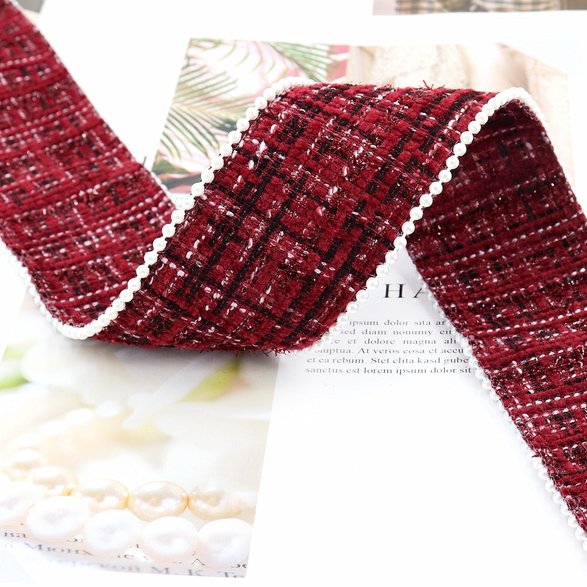 38 mm Ruudullinen Flanelliraita Helmireunalla 5 Yards