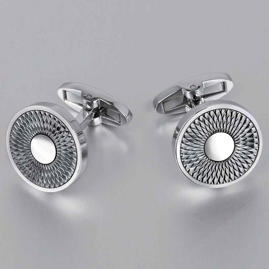 18mm Men's Wedding Round Engraved Cufflinks