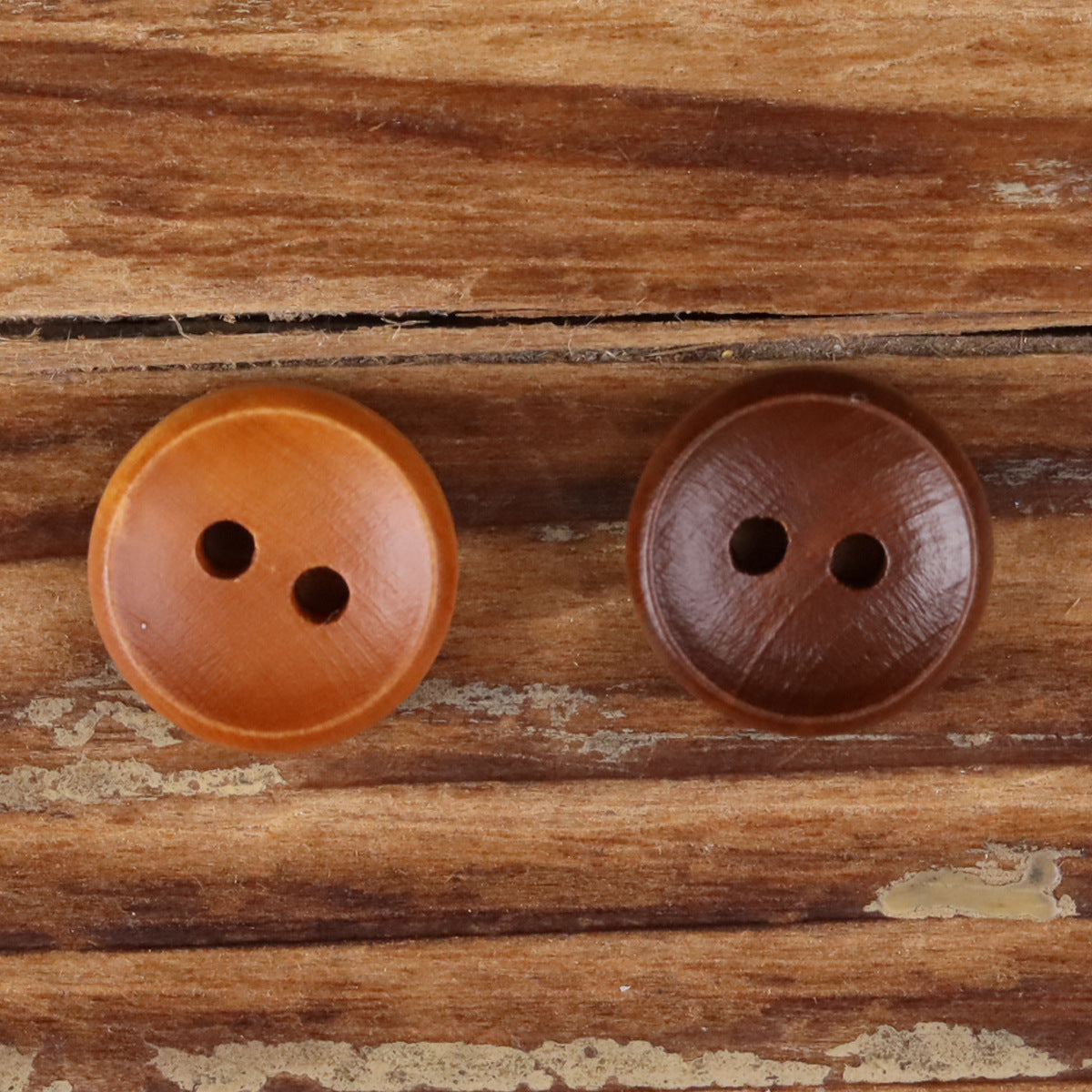 Brown Natural Wood Bowl-Shape 2-Hole Buttons – Set of 30