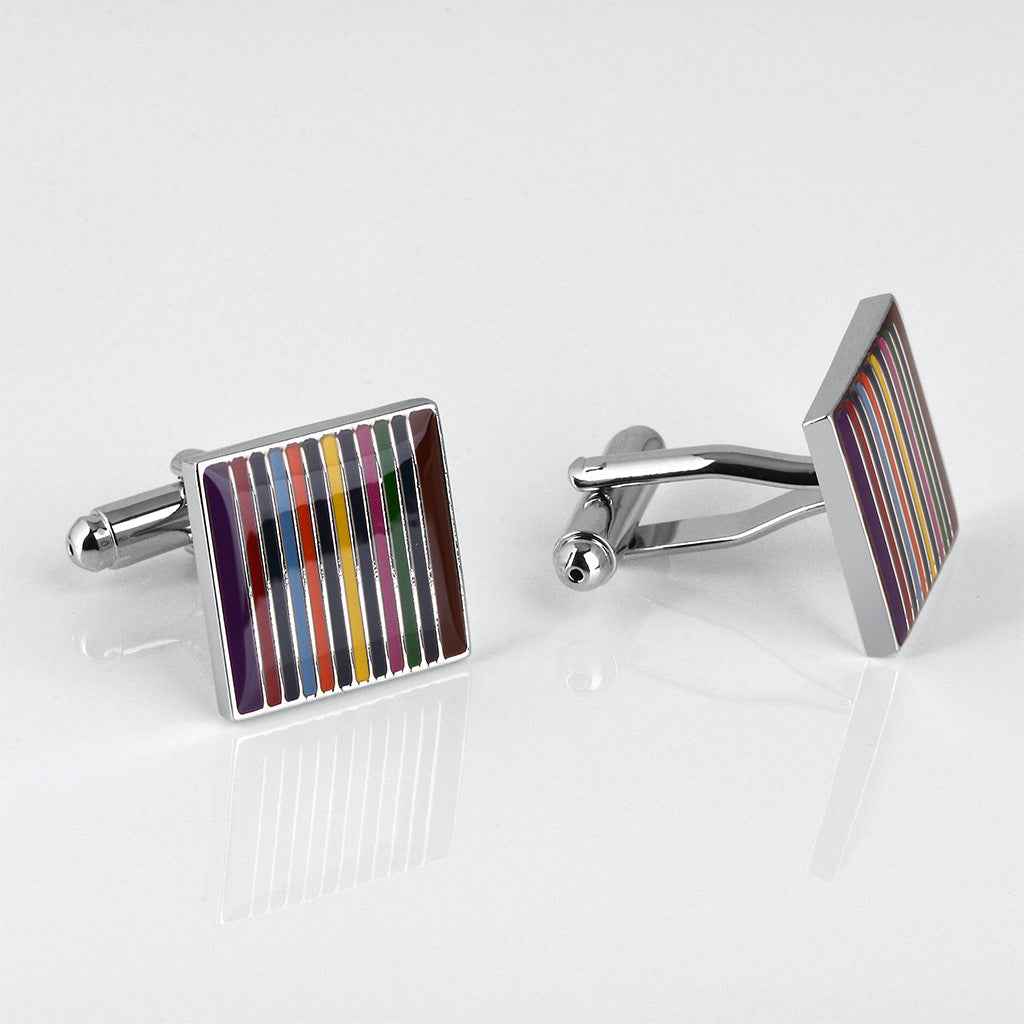 Multicolor Square Cufflinks – Handcrafted Drip Stripes for Men Women