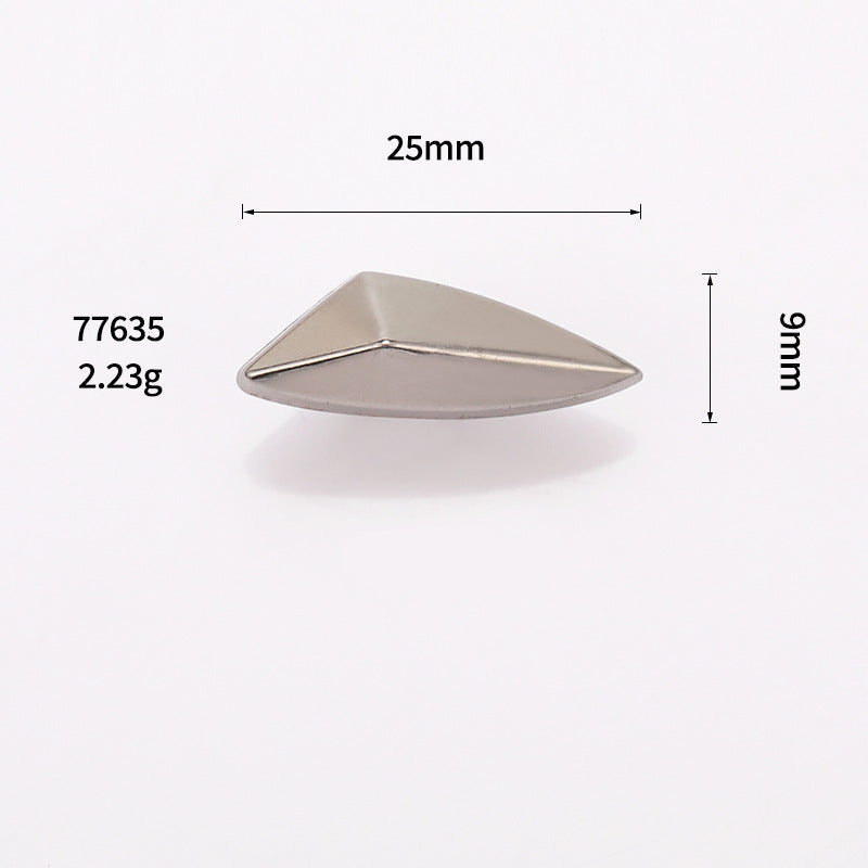 Diamond Elongated Bar Metal Shank Buttons – 20Pcs,White Nickel | 25x9mm