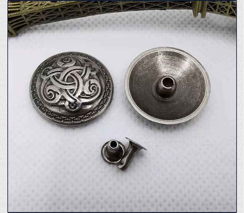 Round Alloy Cross Rivets Antique Silver Gothic Punk Studs 30 Pack