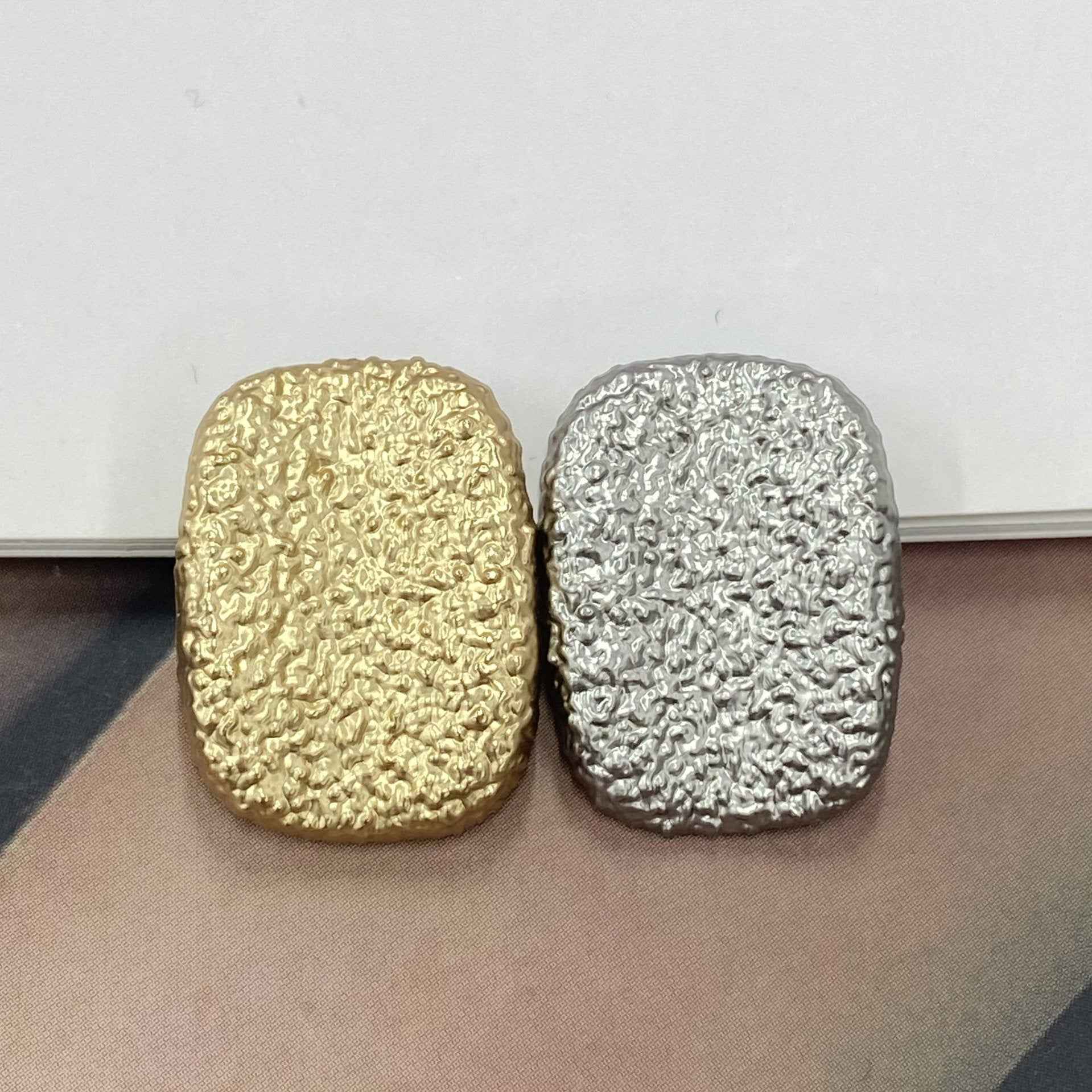 Gold Silver Rectangular Pleated Metal Shank Buttons for Clothing 20pcs