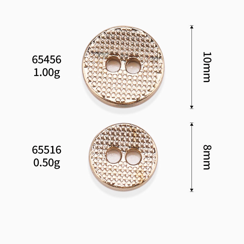 Flat Dotted Round 2-Hole Metal Buttons 8mm 10mm Set of 40 – Gold Tone
