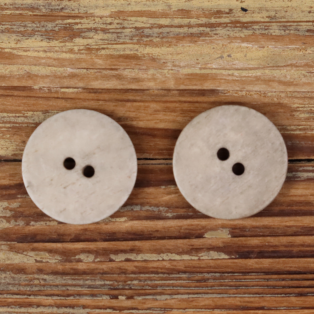 Natural Bone Buttons Round 2-Hole Domed | Light Khaki | Pack of 10