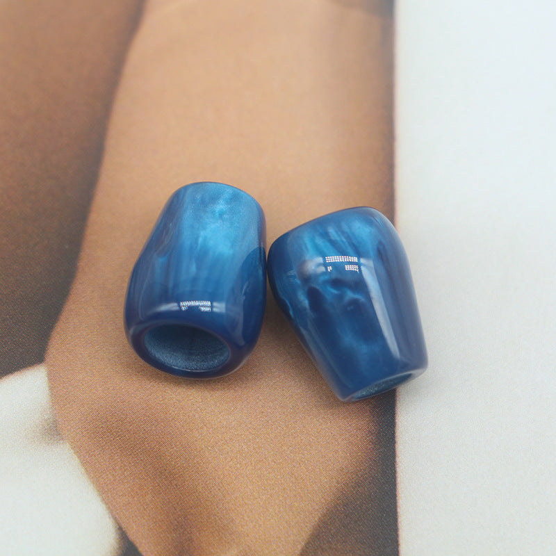 Pearlescent Resin Kord-Endkappen mit großem Loch, blau, 2 Stück