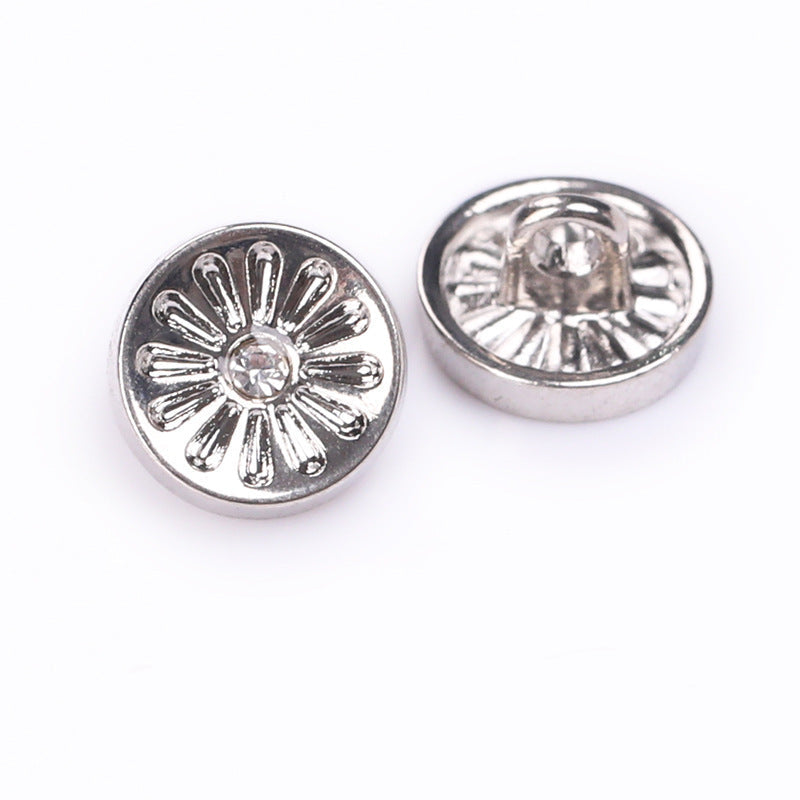 Round Concave Rhinestone Metal Shank Buttons – 30Pcs, 10.5mm