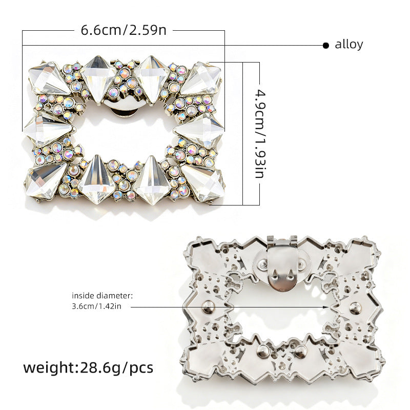 Rhinestone shoe clips, gold-tone 6.6x4.9cm, AB stones and faceted crystals, 2-pack