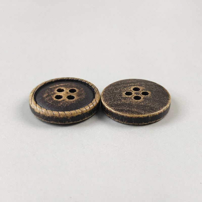 Vintage Brown Natural Wood Round 4-Hole Buttons 50PCS