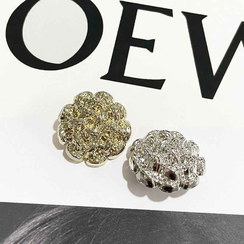 Golden Silver Spiral Flower Metal Shank Buttons for Cardigans 48pcs