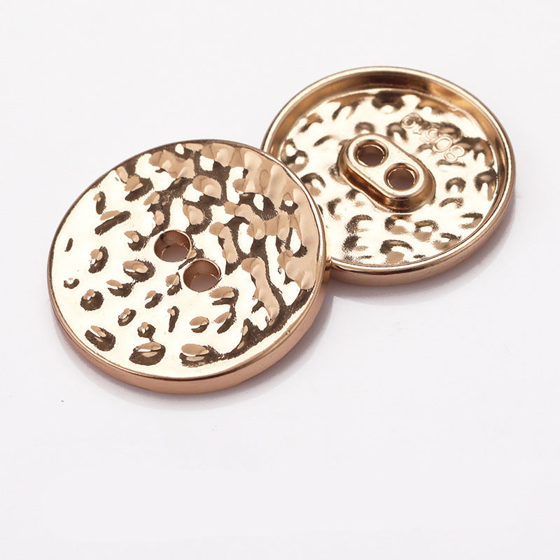Concave Textured 2-Hole Metal Buttons Set of 20 – Gold Black Sand Gold