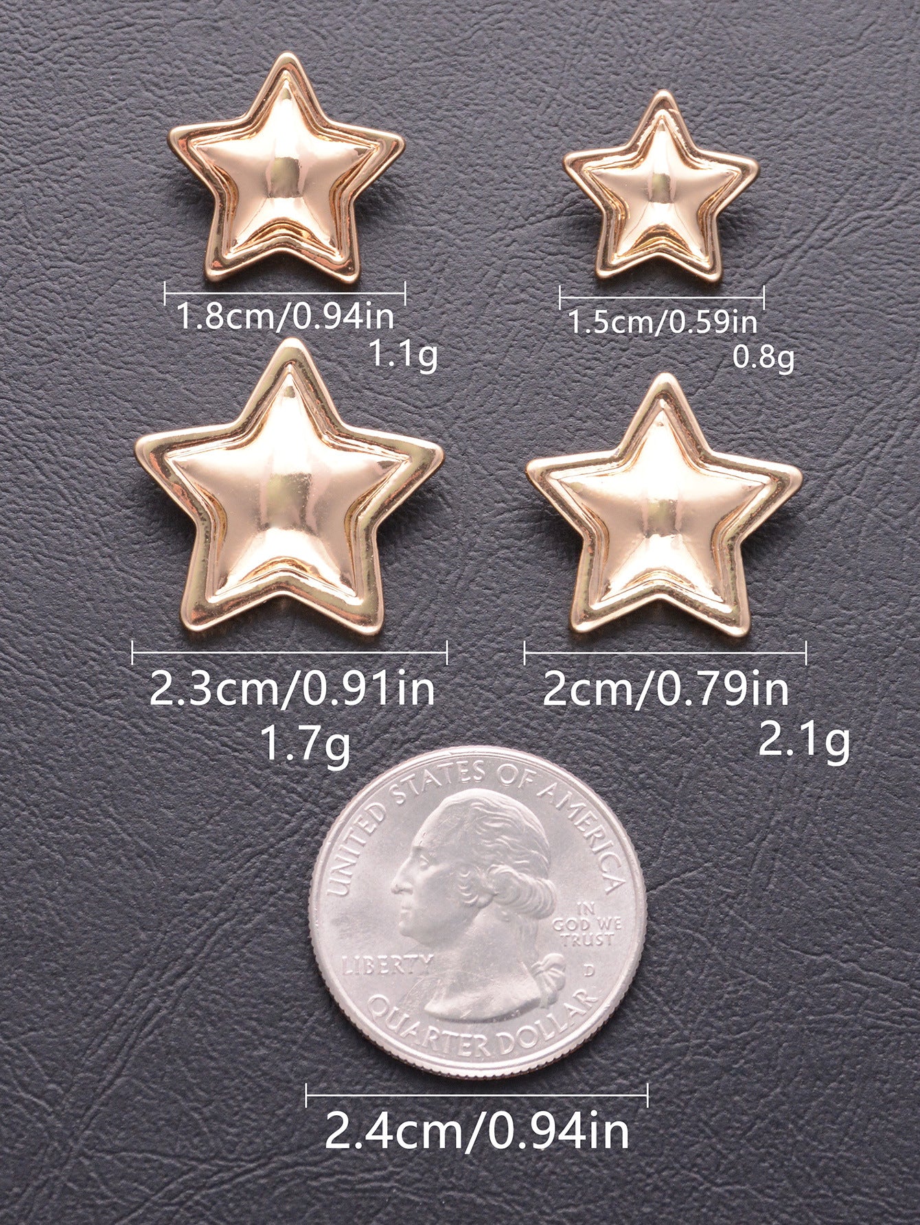 Star-Shaped Zinc Alloy Metal Shank Buttons 20 Pack