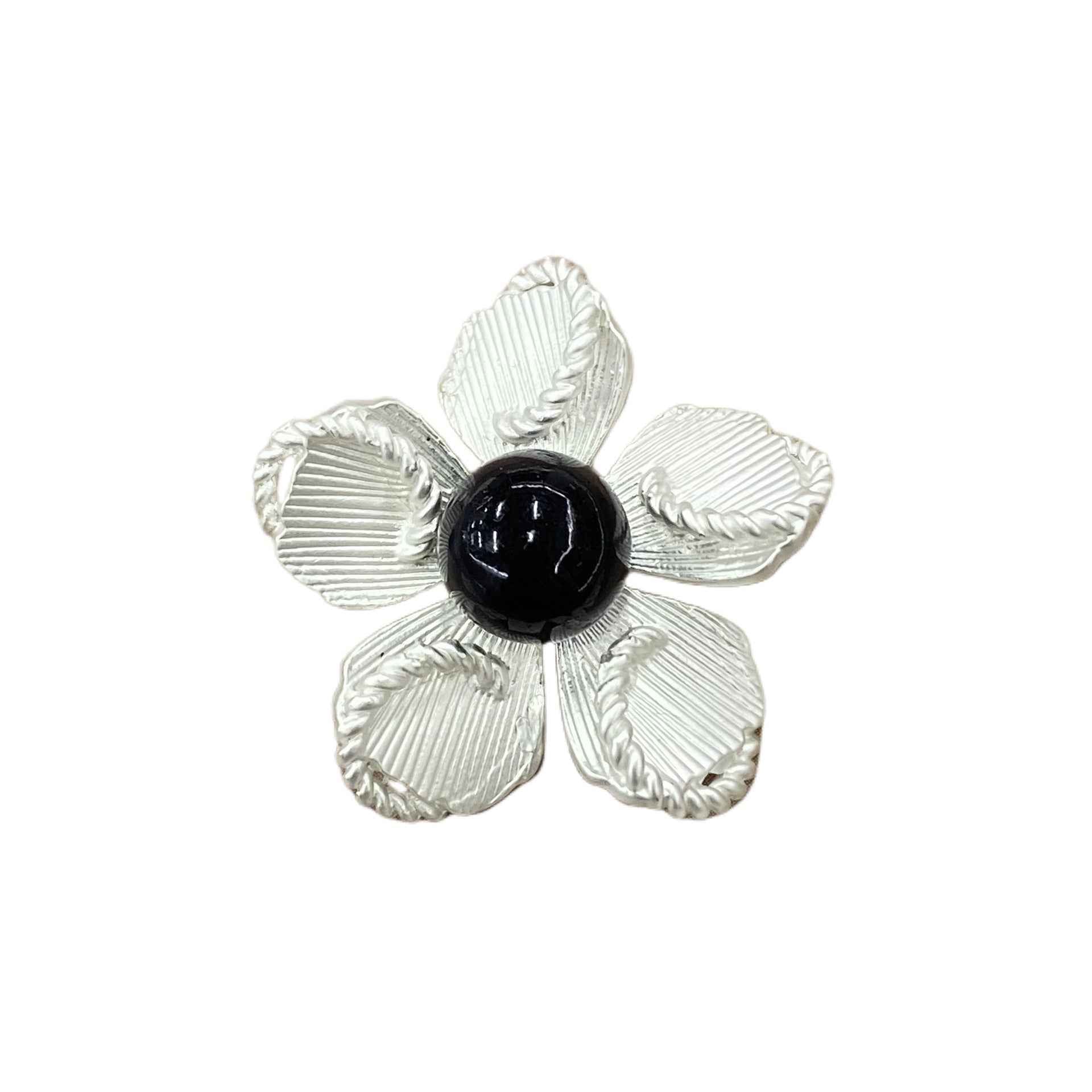 30mm 3D Flower Pearl-Like Metal Shank Buttons 10pcs