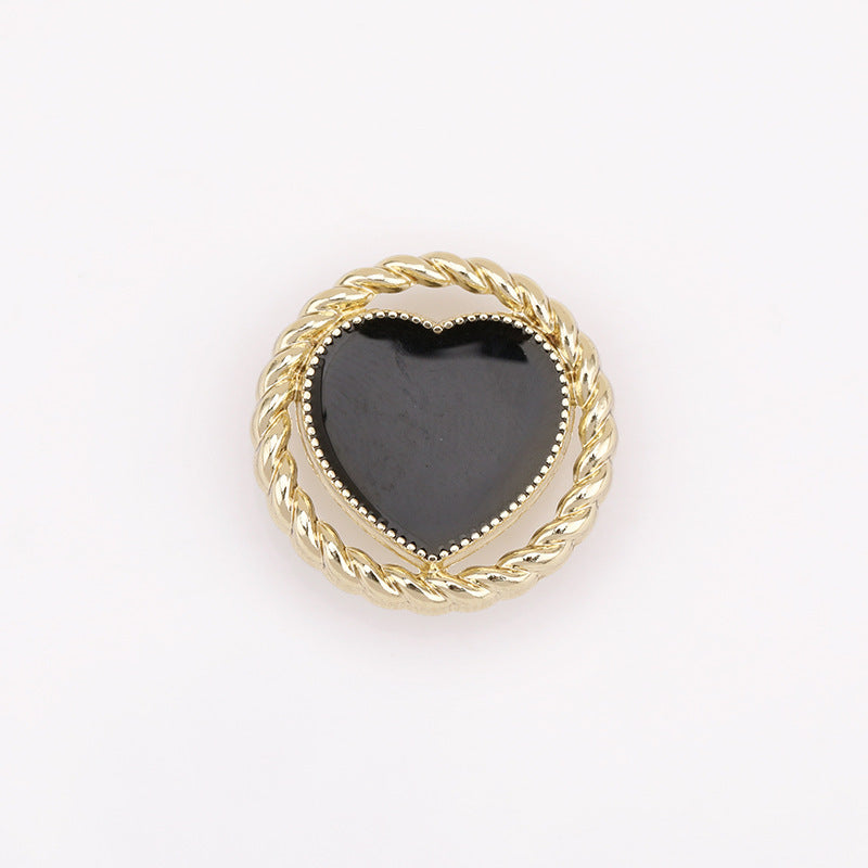 Hollow Heart Enamel Metal Shank Buttons Set of 20 – Light Gold & Nickel
